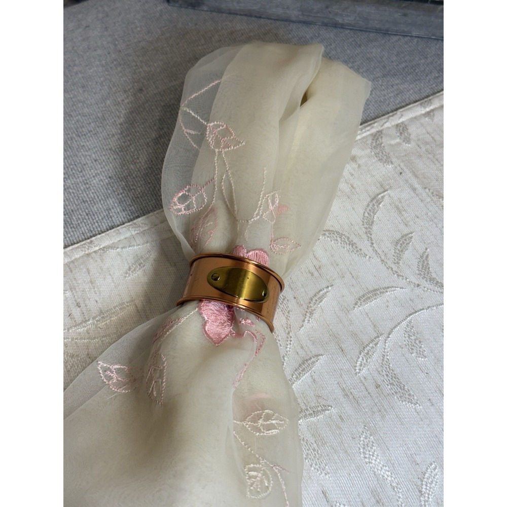 2 Vintage Copper Napkin‎ Rings, Napkins Holders Blank Monogram